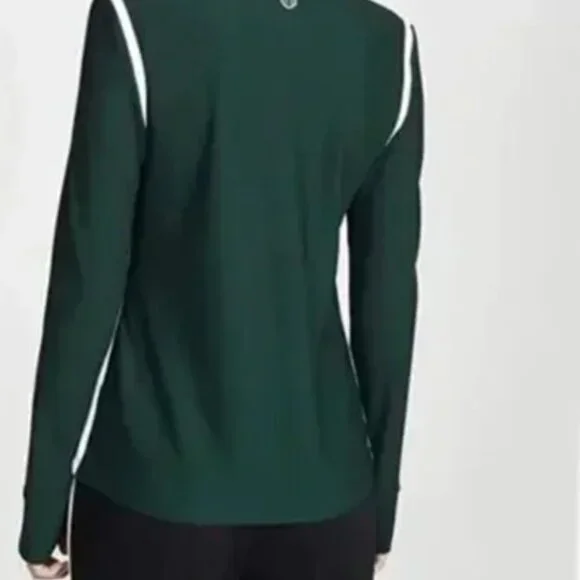 Tory Sport Reflective-Stripe Quarter-Zip Pullover Color: Conifer Size: XL - Picture 5 of 8
